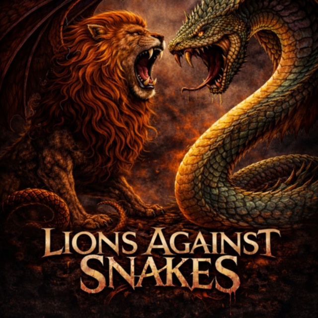 View Lions against snakes